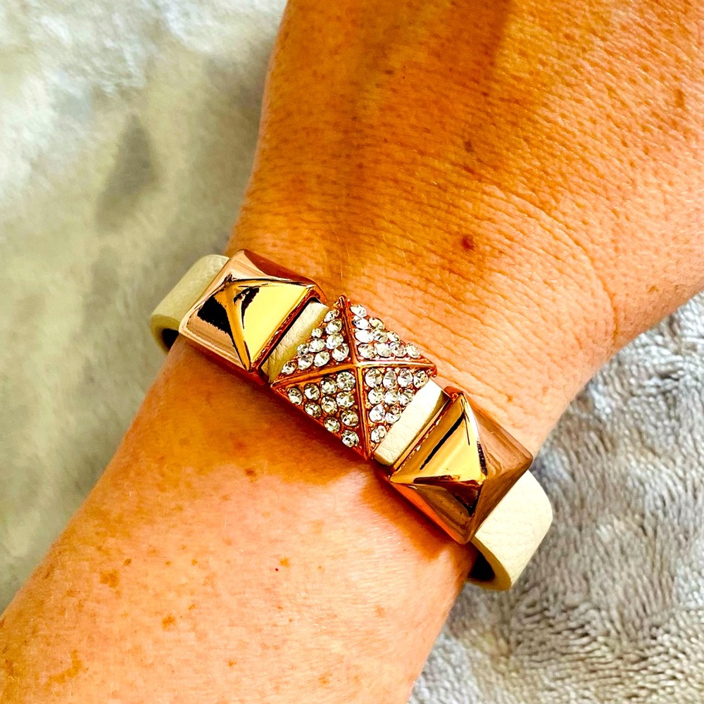 Leather Bracelet with Rose Gold Accents